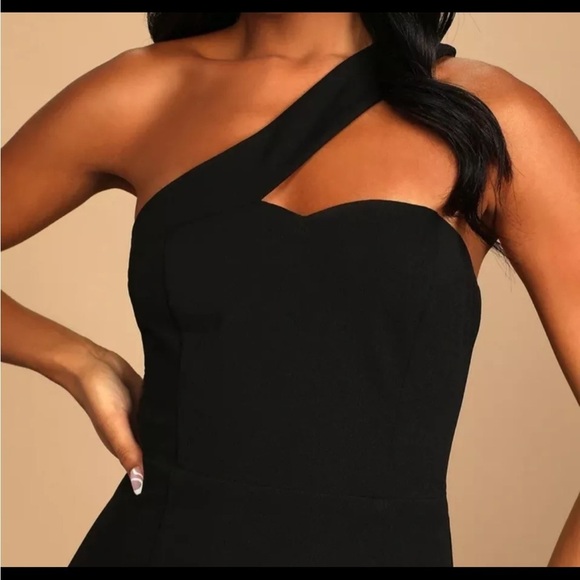 NWT Lulus Your Majesty One Shoulder Mermaid Maxi Black Formal Cocktail Dress. - Picture 3 of 10